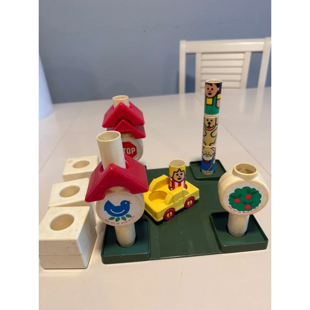 Vintage 1983 Johnson & Johnson Child‎ Development Toys Village Stacking Blocks